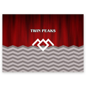 Поздравительная открытка с принтом Twin Peaks в Санкт-Петербурге, 100% бумага | плотность бумаги 280 г/м2, матовая, на обратной стороне линовка и место для марки
 | twin peaks | арт | лого | полосы | сериал | твин пикс | текстура | фильмы