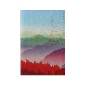 Обложка для паспорта матовая кожа с принтом Радужный пейзаж в Санкт-Петербурге, натуральная матовая кожа | размер 19,3 х 13,7 см; прозрачные пластиковые крепления | горы | деревья | дождь | лес | массив | небо | природа | рельеф | скалы | яркий