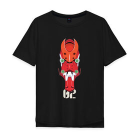 Мужская футболка хлопок Oversize с принтом EVA 02 в Санкт-Петербурге, 100% хлопок | свободный крой, круглый ворот, “спинка” длиннее передней части | eva | evangelion | евангелион