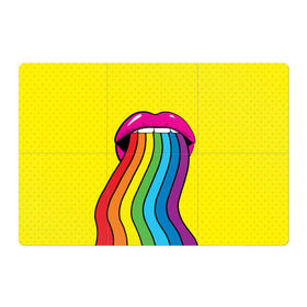 Магнитный плакат 3Х2 с принтом Pop art в Санкт-Петербурге, Полимерный материал с магнитным слоем | 6 деталей размером 9*9 см | Тематика изображения на принте: fun | lip color | mouth | pop art | rainbow | reggae | spectrum | style | summer | teeth | yellow | веселье | губы | желтый | зубы | лето | поп арт | радуга | рот | спектр | стиль | цвет