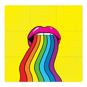 Магнитный плакат 3Х3 с принтом Pop art в Санкт-Петербурге, Полимерный материал с магнитным слоем | 9 деталей размером 9*9 см | Тематика изображения на принте: fun | lip color | mouth | pop art | rainbow | reggae | spectrum | style | summer | teeth | yellow | веселье | губы | желтый | зубы | лето | поп арт | радуга | рот | спектр | стиль | цвет