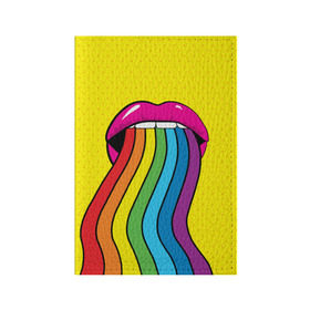 Обложка для паспорта матовая кожа с принтом Pop art в Санкт-Петербурге, натуральная матовая кожа | размер 19,3 х 13,7 см; прозрачные пластиковые крепления | Тематика изображения на принте: fun | lip color | mouth | pop art | rainbow | reggae | spectrum | style | summer | teeth | yellow | веселье | губы | желтый | зубы | лето | поп арт | радуга | рот | спектр | стиль | цвет