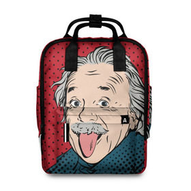 Женский рюкзак 3D с принтом Альберт Эйнштейн в Санкт-Петербурге, 100% полиэстер | лямки с регулируемой длиной, сверху ручки, чтобы рюкзак нести как сумку. Основное отделение закрывается на молнию, как и внешний карман. Внутри два дополнительных кармана, один из которых закрывается на молнию. По бокам два дополнительных кармашка, куда поместится маленькая бутылочка
 | Тематика изображения на принте: albert | einstein | f | gray | language | physicist | pop art | relativity theory | science | scientist | theorist | альберт | веселый | взгляд | красный | мудрый | наука | поп арт | седой | теоретик | теория относительности | умный | ученый | физик