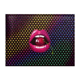 Обложка для студенческого билета с принтом Pop art в Санкт-Петербурге, натуральная кожа | Размер: 11*8 см; Печать на всей внешней стороне | cherry | colorful | fashion | funny | gesture | lips | lipstick | makeup | mouth | pop art | rainbow | style | веселый | вишенка | вишня | губы | жест | зубы | клубный | любовь | макияж | мода | помада | поп арт | прикольный | радуга | рот | стиль | страс