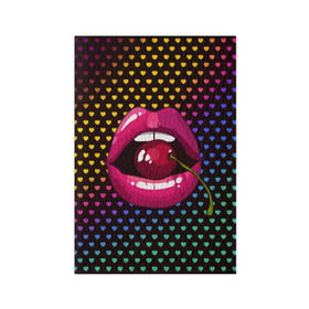 Обложка для паспорта матовая кожа с принтом Pop art в Санкт-Петербурге, натуральная матовая кожа | размер 19,3 х 13,7 см; прозрачные пластиковые крепления | cherry | colorful | fashion | funny | gesture | lips | lipstick | makeup | mouth | pop art | rainbow | style | веселый | вишенка | вишня | губы | жест | зубы | клубный | любовь | макияж | мода | помада | поп арт | прикольный | радуга | рот | стиль | страс