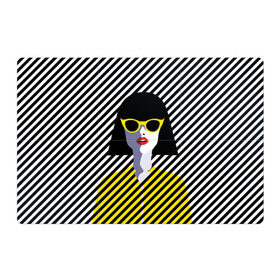 Магнитный плакат 3Х2 с принтом Pop art girl в Санкт-Петербурге, Полимерный материал с магнитным слоем | 6 деталей размером 9*9 см | abstraction | bright | color | fashion | hair | lines | lips | pop art | rack | red | style | yellow | абстракция | губы | желтый | каре | красный | линии | мода | очки | поп арт | прическа | стиль | цвет | яркий