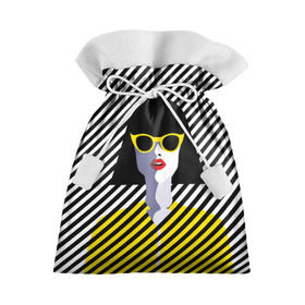 Подарочный 3D мешок с принтом Pop art girl в Санкт-Петербурге, 100% полиэстер | Размер: 29*39 см | abstraction | bright | color | fashion | hair | lines | lips | pop art | rack | red | style | yellow | абстракция | губы | желтый | каре | красный | линии | мода | очки | поп арт | прическа | стиль | цвет | яркий