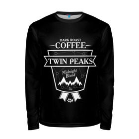 Мужской лонгслив 3D с принтом Twin Peaks Coffee в Санкт-Петербурге, 100% полиэстер | длинные рукава, круглый вырез горловины, полуприлегающий силуэт | twin peaks | арт | купер | сериал | твин пикс | фильмы | черно белые
