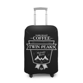 Чехол для чемодана 3D с принтом Twin Peaks Coffee в Санкт-Петербурге, 86% полиэфир, 14% спандекс | двустороннее нанесение принта, прорези для ручек и колес | twin peaks | арт | купер | сериал | твин пикс | фильмы | черно белые