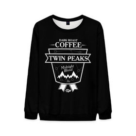Мужской свитшот 3D с принтом Twin Peaks Coffee в Санкт-Петербурге, 100% полиэстер с мягким внутренним слоем | круглый вырез горловины, мягкая резинка на манжетах и поясе, свободная посадка по фигуре | twin peaks | арт | купер | сериал | твин пикс | фильмы | черно белые