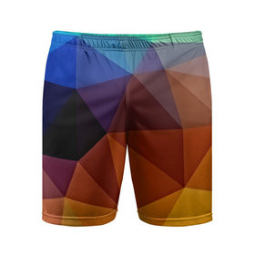 Мужские шорты 3D спортивные с принтом Цветные стёкла в Санкт-Петербурге,  |  | abstraction | абстракция | геометрия | грани | линии | полигоны | розовый | сочетания | текстура | треугольники
