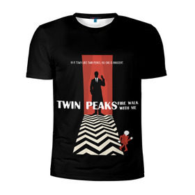 Мужская футболка 3D спортивная с принтом Twin Peaks в Санкт-Петербурге, 100% полиэстер с улучшенными характеристиками | приталенный силуэт, круглая горловина, широкие плечи, сужается к линии бедра | twin peaks | агент дейл  купер | арт | сериал | твин пикс | фильмы