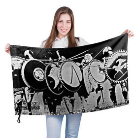 Флаг 3D с принтом this is Sparta в Санкт-Петербурге, 100% полиэстер | плотность ткани — 95 г/м2, размер — 67 х 109 см. Принт наносится с одной стороны | sparta | античность | войны | каска | копья | спарта | шлем | щиты