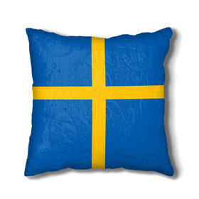 Подушка 3D с принтом Флаг Швеции в Санкт-Петербурге, наволочка – 100% полиэстер, наполнитель – холлофайбер (легкий наполнитель, не вызывает аллергию). | состоит из подушки и наволочки. Наволочка на молнии, легко снимается для стирки | flag | sverige | sweden | флаг | швеция