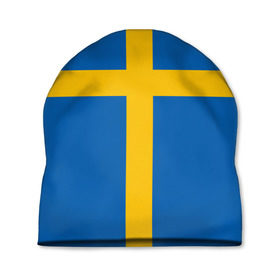 Шапка 3D с принтом Флаг Швеции в Санкт-Петербурге, 100% полиэстер | универсальный размер, печать по всей поверхности изделия | flag | sverige | sweden | флаг | швеция