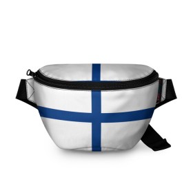 Поясная сумка 3D с принтом Флаг Финляндии в Санкт-Петербурге, 100% полиэстер | плотная ткань, ремень с регулируемой длиной, внутри несколько карманов для мелочей, основное отделение и карман с обратной стороны сумки застегиваются на молнию | finland | flag | suomi | финляндия | флаг
