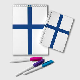 Блокнот с принтом Флаг Финляндии в Санкт-Петербурге, 100% бумага | 48 листов, плотность листов — 60 г/м2, плотность картонной обложки — 250 г/м2. Листы скреплены удобной пружинной спиралью. Цвет линий — светло-серый
 | finland | flag | suomi | финляндия | флаг
