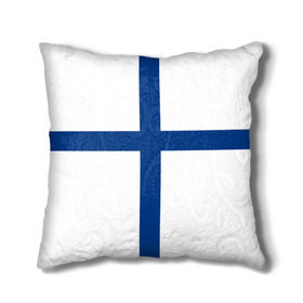 Подушка 3D с принтом Флаг Финляндии в Санкт-Петербурге, наволочка – 100% полиэстер, наполнитель – холлофайбер (легкий наполнитель, не вызывает аллергию). | состоит из подушки и наволочки. Наволочка на молнии, легко снимается для стирки | finland | flag | suomi | финляндия | флаг