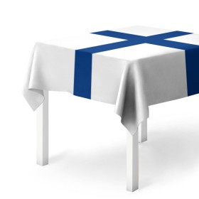 Скатерть 3D с принтом Флаг Финляндии в Санкт-Петербурге, 100% полиэстер (ткань не мнется и не растягивается) | Размер: 150*150 см | finland | flag | suomi | финляндия | флаг