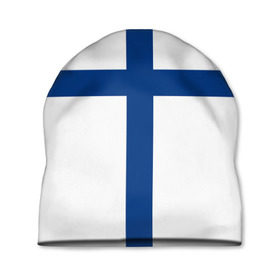 Шапка 3D с принтом Флаг Финляндии в Санкт-Петербурге, 100% полиэстер | универсальный размер, печать по всей поверхности изделия | Тематика изображения на принте: finland | flag | suomi | финляндия | флаг