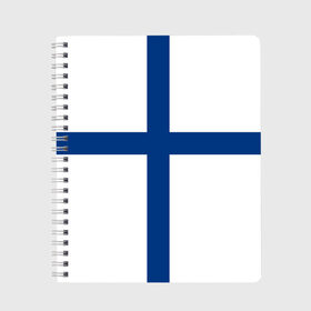 Тетрадь с принтом Флаг Финляндии в Санкт-Петербурге, 100% бумага | 48 листов, плотность листов — 60 г/м2, плотность картонной обложки — 250 г/м2. Листы скреплены сбоку удобной пружинной спиралью. Уголки страниц и обложки скругленные. Цвет линий — светло-серый
 | finland | flag | suomi | финляндия | флаг