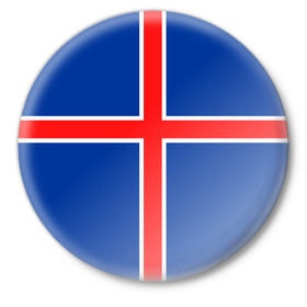 Значок с принтом Флаг Исландии в Санкт-Петербурге,  металл | круглая форма, металлическая застежка в виде булавки | Тематика изображения на принте: flag | iceland | island | исландия | флаг