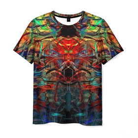 Мужская футболка 3D с принтом psychedelic в Санкт-Петербурге, 100% полиэфир | прямой крой, круглый вырез горловины, длина до линии бедер | abstraction | color | spray | абстракция | волны | краска | краски | линии | оптические | полосы | разводы | узоры | фрактал | цветные