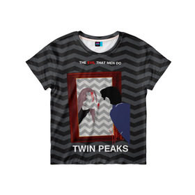 Детская футболка 3D с принтом TWIN PEAKS в Санкт-Петербурге, 100% гипоаллергенный полиэфир | прямой крой, круглый вырез горловины, длина до линии бедер, чуть спущенное плечо, ткань немного тянется | twin peaks | агент купер | арт | сериал | твин пикс | фильмы