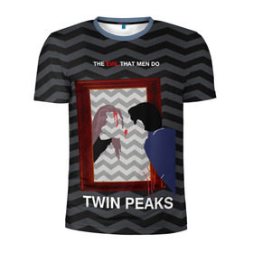 Мужская футболка 3D спортивная с принтом TWIN PEAKS в Санкт-Петербурге, 100% полиэстер с улучшенными характеристиками | приталенный силуэт, круглая горловина, широкие плечи, сужается к линии бедра | twin peaks | агент купер | арт | сериал | твин пикс | фильмы