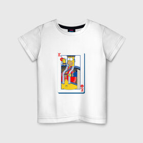 Детская футболка хлопок с принтом Гомер Король в Санкт-Петербурге, 100% хлопок | круглый вырез горловины, полуприлегающий силуэт, длина до линии бедер | homer | king | poker | simpsons | барт | гомер | карты | король | мульт | мультфильм | покер | симпсоны