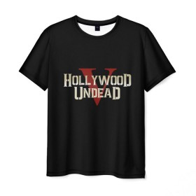 Мужская футболка 3D с принтом Hollywood Undead в Санкт-Петербурге, 100% полиэфир | прямой крой, круглый вырез горловины, длина до линии бедер | five | hollywood undead | v