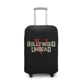 Чехол для чемодана 3D с принтом Hollywood Undead в Санкт-Петербурге, 86% полиэфир, 14% спандекс | двустороннее нанесение принта, прорези для ручек и колес | Тематика изображения на принте: five | hollywood undead | v
