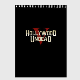 Скетчбук с принтом Hollywood Undead в Санкт-Петербурге, 100% бумага
 | 48 листов, плотность листов — 100 г/м2, плотность картонной обложки — 250 г/м2. Листы скреплены сверху удобной пружинной спиралью | five | hollywood undead | v