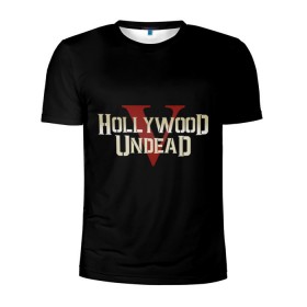 Мужская футболка 3D спортивная с принтом Hollywood Undead в Санкт-Петербурге, 100% полиэстер с улучшенными характеристиками | приталенный силуэт, круглая горловина, широкие плечи, сужается к линии бедра | Тематика изображения на принте: five | hollywood undead | v