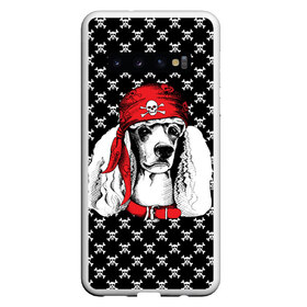 Чехол для Samsung Galaxy S10 с принтом Пудель пират в Санкт-Петербурге, Силикон | Область печати: задняя сторона чехла, без боковых панелей | animal | dog | pet | puppy | skull | арт | животные | пес | пират | пудель | собаки | текстура | череп