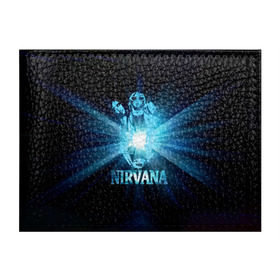 Обложка для студенческого билета с принтом Группа Nirvana в Санкт-Петербурге, натуральная кожа | Размер: 11*8 см; Печать на всей внешней стороне | kurt cobain | nirvana | вечная память | гитара | гранж | кумир | курт кобейн | лучи | микрофон | музыкант | надпись | нирвана | певец | рок | свет