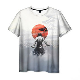 Мужская футболка 3D с принтом Японский самурай в Санкт-Петербурге, 100% полиэфир | прямой крой, круглый вырез горловины, длина до линии бедер | ниндзя | самурай | япония