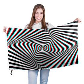 Флаг 3D с принтом RGB optical в Санкт-Петербурге, 100% полиэстер | плотность ткани — 95 г/м2, размер — 67 х 109 см. Принт наносится с одной стороны | абстракция | волны | краска | линии | оптические | полосы | разводы | узоры | фрактал | цветные