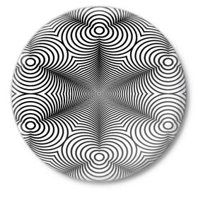 Значок с принтом Оптический pattern в Санкт-Петербурге,  металл | круглая форма, металлическая застежка в виде булавки | абстракция | волны | линии | оптические | полосы | разводы | узоры | фрактал