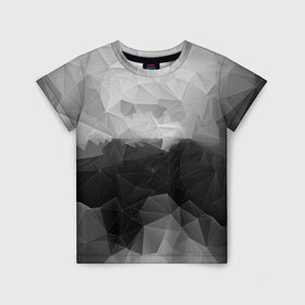 Детская футболка 3D с принтом Polygon gray в Санкт-Петербурге, 100% гипоаллергенный полиэфир | прямой крой, круглый вырез горловины, длина до линии бедер, чуть спущенное плечо, ткань немного тянется | abstraction | polygon | абстракция | грань | краски | кубик | кубики | линии | мозаика | ребро | текстура | узор