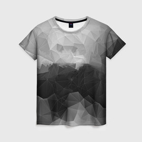 Женская футболка 3D с принтом Polygon gray в Санкт-Петербурге, 100% полиэфир ( синтетическое хлопкоподобное полотно) | прямой крой, круглый вырез горловины, длина до линии бедер | abstraction | polygon | абстракция | грань | краски | кубик | кубики | линии | мозаика | ребро | текстура | узор