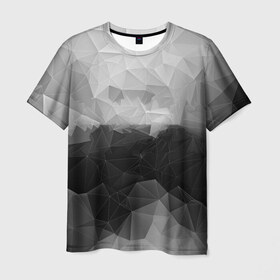 Мужская футболка 3D с принтом Polygon gray в Санкт-Петербурге, 100% полиэфир | прямой крой, круглый вырез горловины, длина до линии бедер | abstraction | polygon | абстракция | грань | краски | кубик | кубики | линии | мозаика | ребро | текстура | узор