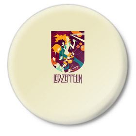Значок с принтом Led Zeppelin Art в Санкт-Петербурге,  металл | круглая форма, металлическая застежка в виде булавки | poster