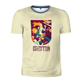 Мужская футболка 3D спортивная с принтом Led Zeppelin Art в Санкт-Петербурге, 100% полиэстер с улучшенными характеристиками | приталенный силуэт, круглая горловина, широкие плечи, сужается к линии бедра | poster