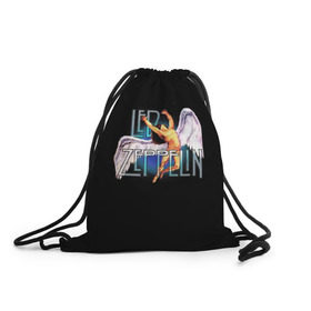 Рюкзак-мешок 3D с принтом Led Zeppelin Angel в Санкт-Петербурге, 100% полиэстер | плотность ткани — 200 г/м2, размер — 35 х 45 см; лямки — толстые шнурки, застежка на шнуровке, без карманов и подкладки | Тематика изображения на принте: рок