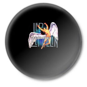 Значок с принтом Led Zeppelin Angel в Санкт-Петербурге,  металл | круглая форма, металлическая застежка в виде булавки | Тематика изображения на принте: рок