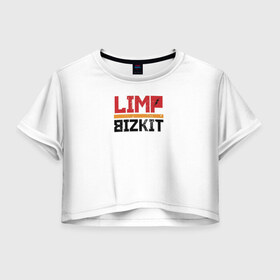 Женская футболка 3D укороченная с принтом Limp Bizkit Logo в Санкт-Петербурге, 100% полиэстер | круглая горловина, длина футболки до линии талии, рукава с отворотами | 