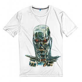 Мужская футболка 3D с принтом Терминатор в Санкт-Петербурге, 100% полиэфир | прямой крой, круглый вырез горловины, длина до линии бедер | арт | минимализм | мода | стиль