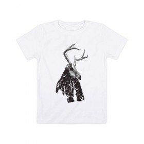 Детская футболка хлопок с принтом Адепт в Санкт-Петербурге, 100% хлопок | круглый вырез горловины, полуприлегающий силуэт, длина до линии бедер | готический | животное | лес | мистика | мрачное | ночь | олень | рога | страшное | череп