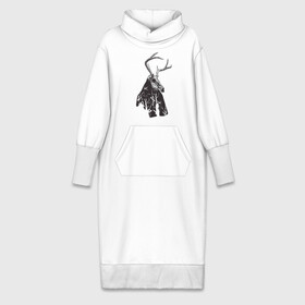 Платье удлиненное хлопок с принтом Адепт в Санкт-Петербурге,  |  | готический | животное | лес | мистика | мрачное | ночь | олень | рога | страшное | череп